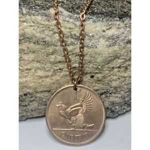1968 Ireland Éire 1P Coin Pendant Irish Gaelic Harp Lucky Dublin,  🇮🇪